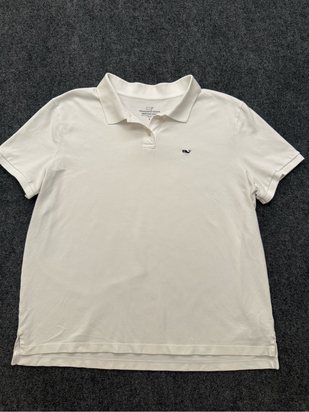 Vineyard Vines Men's White Heritage Polo with Navy Whale Logo